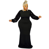 Nina Parker Dresses plus Size Sequin Sleeve Stitching Dress