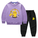 Children Pokemon Pikachu Hoodie & Pant Set Two-Piece Cotton Sweater Set