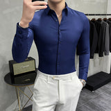 Men Shirts Business Slim-Fit Long-Sleeved Shirt