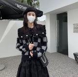 Preppy Aesthetic Outfits Lapel Plaid Sweater