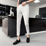 Men Trousers Striped Small Suit Pants Men