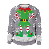 Ugly Christmas Sweater Cartoon Digital Printing Pattern Pullover round Neck Couples Sweater