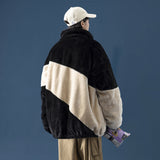 Men's Autumn Winter Coat Stand Collar Color Matching Cotton-Padded Coat