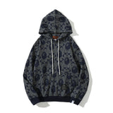 Bape Hoodie Black and White Sweater Men's and Women's Printed