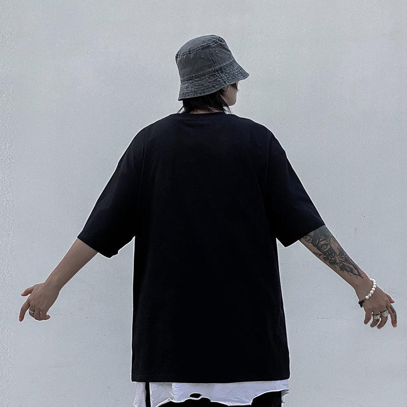 Men's T Shirt Summer Casual Tops Printed Short Sleeve T-shirt Men's High Street Fashion Brand round Neck Half Sleeve Dark Street