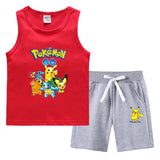 Children Pokemon Pikachu Tshirts & Shorts Vest Middle Pants Sports Casual Thin Two Pieces