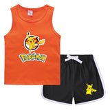 Children Pokemon Pikachu Tshirts & Shorts Casual Sports Sweat-Absorbent Suit Neutral