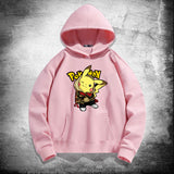 Men and Women Pokemon Pikachu Hoodie Loose Shoulder Long Sleeve Top