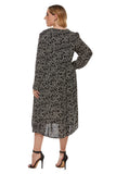 Women Plus Size Midi Dresses Printed Long Sleeve Dress