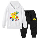 Children Pokemon Pikachu Hoodie & Pant Set Hooded Sweater Trousers Two-Piece Baby Cotton Sweater Set