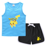 Children Pokemon Pikachu Tshirts & Shorts Casual Sweat Wicking Suit Neutral