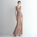 Sequin Evening Dress Split Long Sequined Fishtail Skirt