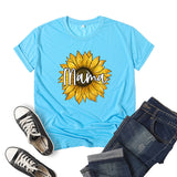 Boy Mama T Shirts Sunflower Mama Printed Short Sleeve round Neck T-shirt