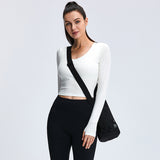 Anti Sweat Dressing Yoga Clothes Round Neck Long Sleeve