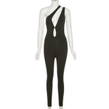 Summer New High Waist Slim Fit Hip Raise Sloping-Shoulder off the-Shoulder Backless Casual Sports Jumpsuit for Women