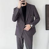 Double Brewed Seersucker Suit Autumn Men's Suit Set Corduroy