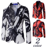 Men's Shirts Ink Printing Suit Men's Groomsman Dress Costume
