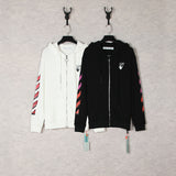 Off White Zipper Hoodie Autumn and Winter Off Color Gradient Arrow Cardigan Zipper Hooded Sweater