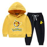 Children Pokemon Pikachu Hoodie & Pant Set Fleece Lined Padded Warm Keeping Winter Clothes
