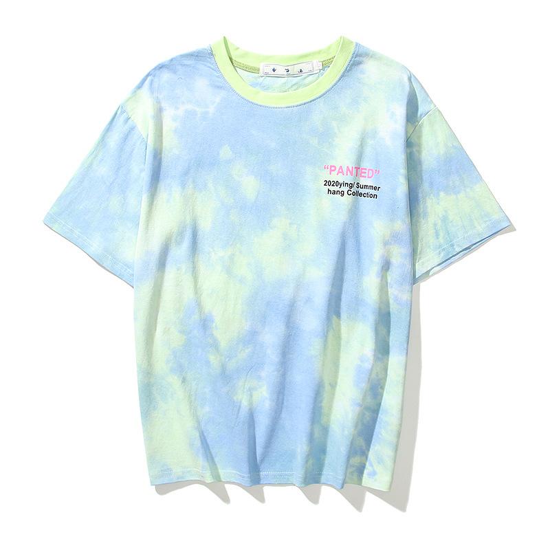 Off White T Shirt Summer Ow Cel Shading Arrow Print Round Neck Tshirt Color Matching  Casual Short Sleeve Unisex Owt