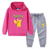 Children Pokemon Pikachu Hoodie & Pant Set Sweater Trousers Two-Piece Baby Cotton Suit
