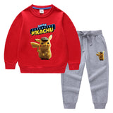 Children Pokemon Pikachu Hoodie & Pant Set Two-Piece Baby Cotton Sweater Set