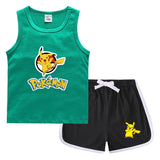 Children Pokemon Pikachu Tshirts & Shorts Casual Sports Sweat-Absorbent Suit Neutral