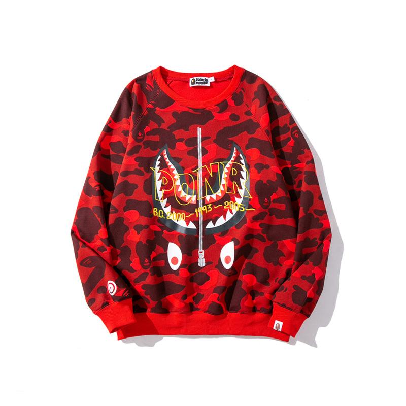 Shark Print Sweatshirts Spring and Autumn Shark Head Camouflage Pullover Sweater Thin Men and Women