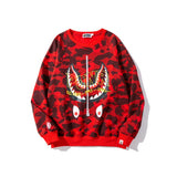 Shark Print Sweatshirts Spring and Autumn Shark Head Camouflage Pullover Sweater Thin Men and Women