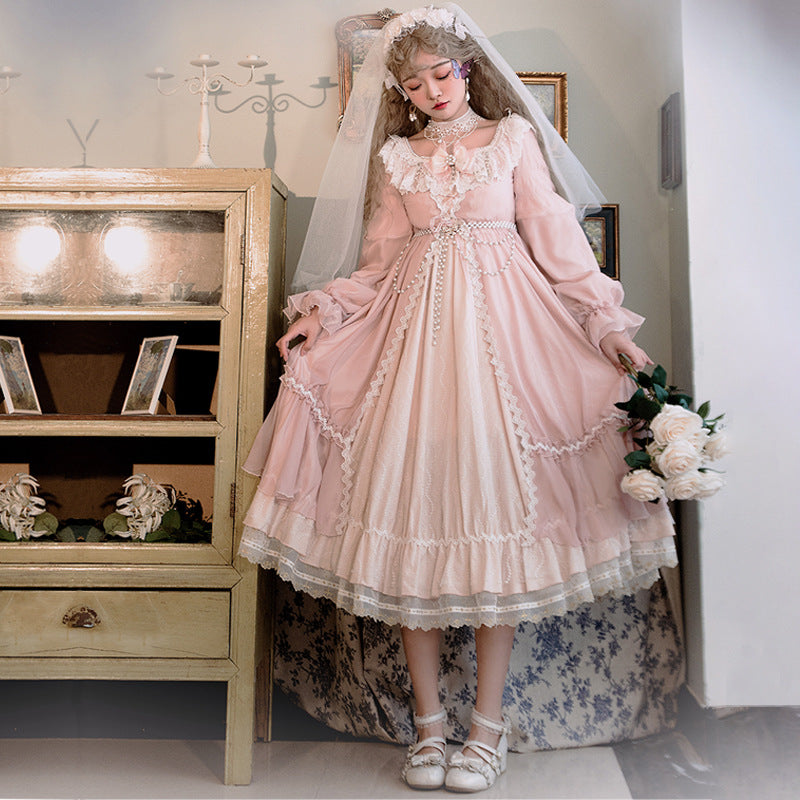 Gothic Lolita Harajuku Style Clothing Japanese Light Lolita Dress Diana Goddess Op CLA Palace Style Girl Dress