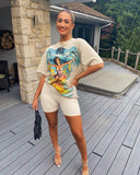 Present Angel T Shirt Present Graffiti Retro Men's and Women's Short Sleeve Loose Casual