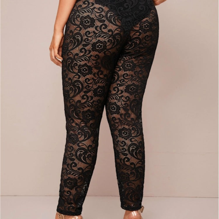 Women Plus Size Pants Lace Sexy Loose Leggings
