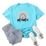 Boy Mama T Shirts Rainbow Mama Pattern Printed Short Sleeve T-shirt