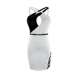 Black and White Dress Slim-Fit Sheath Dress