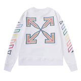 Off White Long Sleeve Round Neck Sweater Autumn And Winter Colorful Embroidery Arrow Crew Neck Pullover Sweatshirt Men And Women