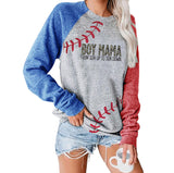 Boy Mama Boy Mama Letter Print Loose Long Sleeve Sweater