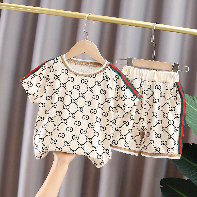 Kid's Athletic Tracksuit Boys Summer Suit Children's Short Sleeve Two-Piece Set