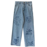 Anime Print Jeans Denim Pants Jeans Baggy Straight Trousers for men Clothing