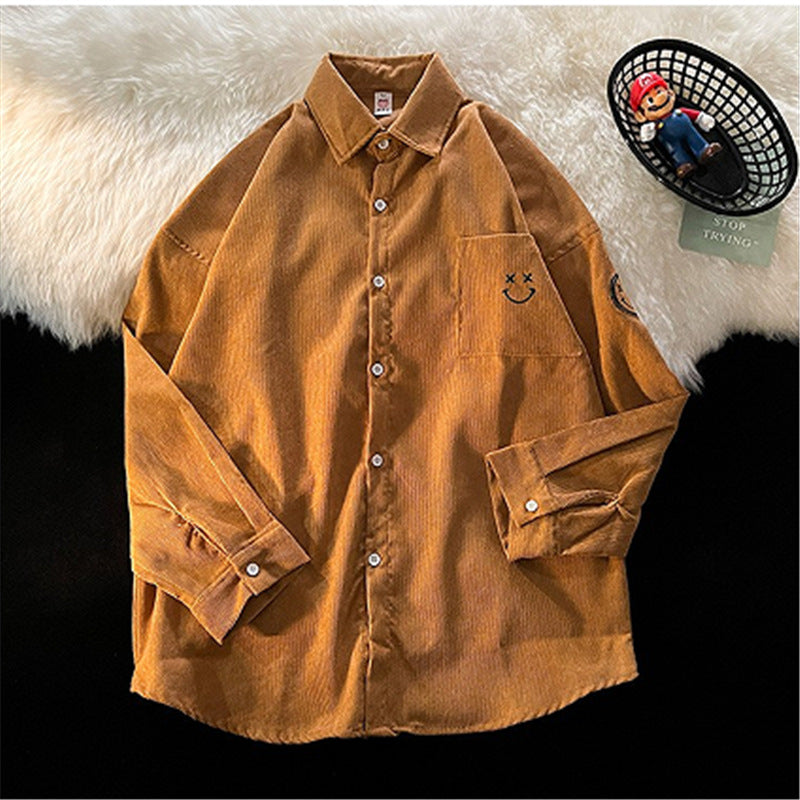 Corduroy Patch Jacket Corduroy Jacket Men Vintage Loose Shirt