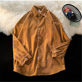 Corduroy Patch Jacket Corduroy Jacket Men Vintage Loose Shirt