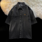 Denim Shirts Denim Short-Sleeved Shirt Men's Summer Half Sleeve Coat