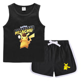 Children Pokemon Pikachu Tshirts & Shorts Leisure Sports Suction Suit Neutral
