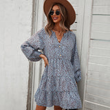 Beth Dutton Outfits Long Sleeve Leopard Print Stud for Autumn and Winter Printed Dress