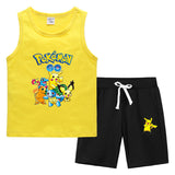 Children Pokemon Pikachu Tshirts & Shorts Vest Middle Pants Sports Casual Thin Two Pieces