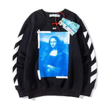 Off White Sweatshirts Long Sleeve Round Neck Sweater Autumn And Winter Mona Lisa Portrait Pattern Terry Sweater
