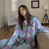 Preppy Aesthetic Outfits Cardigan Knitted Coat Women Autumn and Winter Loose