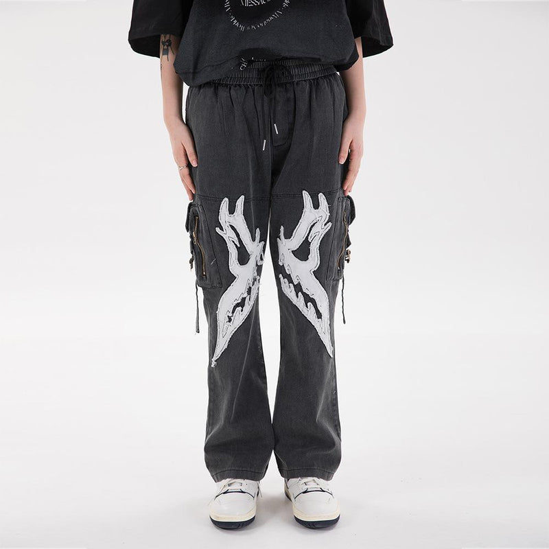 Printed Multi-Pocket Cargo Pants Men's plus Size Retro Sports Casual Pants Street Trendy Trousers Men Pants