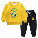 Children Pokemon Pikachu Hoodie & Pant Set Fleece Lined Padded Warm Keeping Winter Clothes Sweatershirt Suit