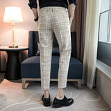 Men Trousers Checked Suit Trousers