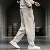 Linen Pants Straight Leg Pants Men's Large Size Spring and Summer Men's Loose Casual
